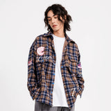 Men Long Sleeved T Shirt Plaid Long Sleeve Shirt Coat Men's and Women's Spring and Autumn Shirt