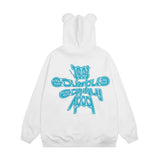 Men Fleece Lined Hoodie Letter Hooded Cardigan Sweater Men's Autumn and Winter Baggy Coat