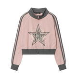 Women Hoodie Short Sweater Women's Autumn Leisure Stand Collar Cardigan