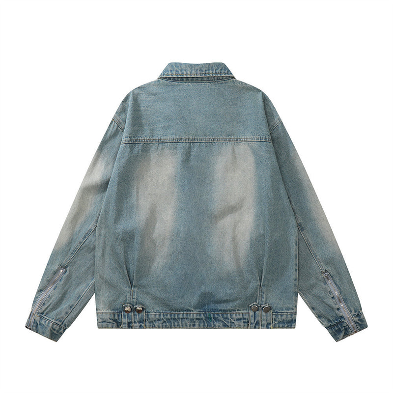Men Denim Jacket Men's Spring and Autumn Washed Denim Clothes Jacket