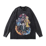 Men Long Sleeve Shirt Anime Distressed Long Sleeve T-shirt Men and Women Casual Couple's Tops
