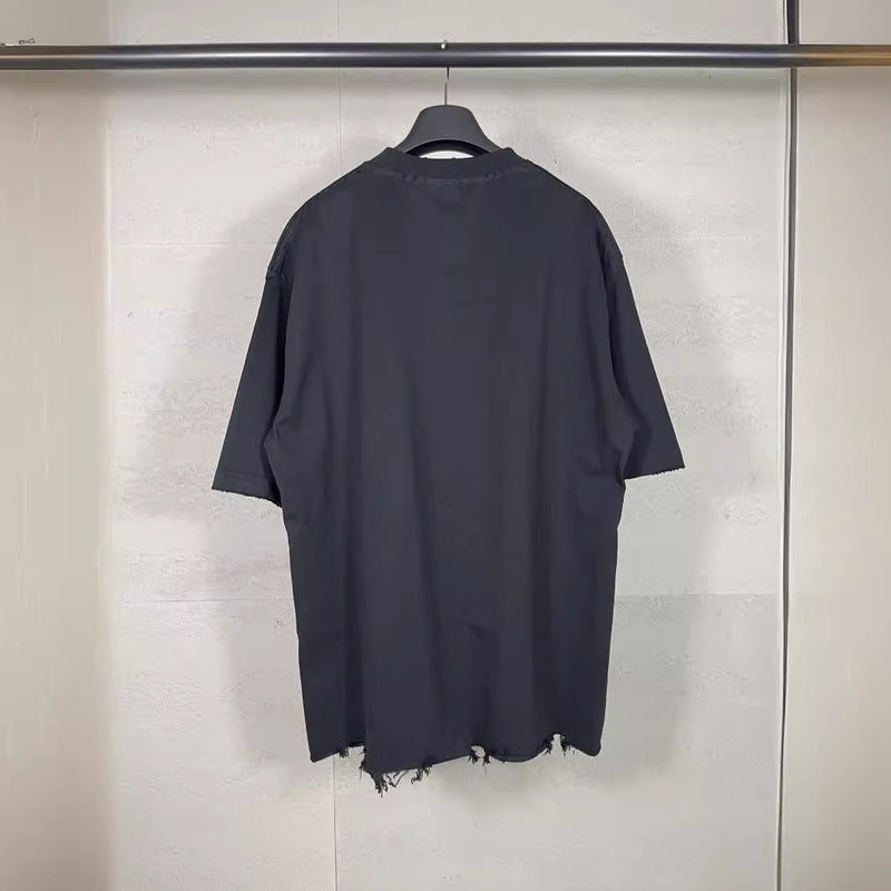 Men T-shirts Embroidery Old Short Sleeve T-Shirt Loose Casual