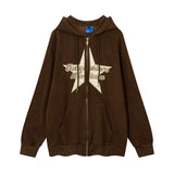 Men Hoodie Winter Hooded Jacket Men's Vibe Paste Cloth Embroidery Five-Pointed Star