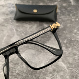 CHH Chrome Hearts Glasses Large Square Large Face Silver Plain Myopia Glasses Frame