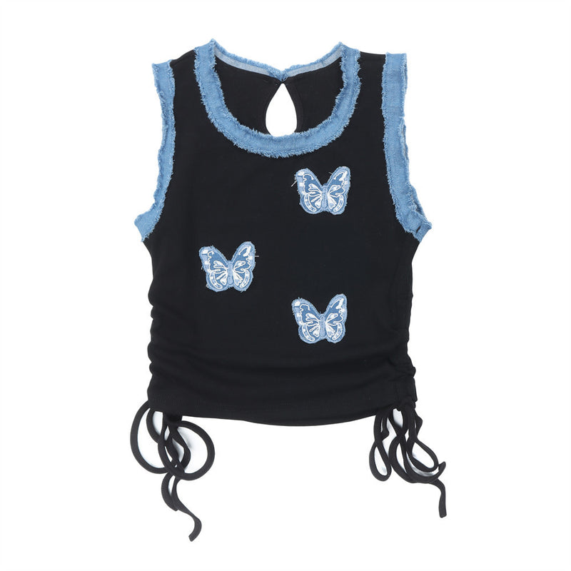 Women Vest Short Summer Sleeveless Spaghetti Straps Outerwear Waistcoat Top