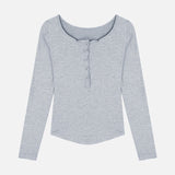 Women Long Sleeve Shirt Slimming V-Neckline Base Shirt Top Skirt