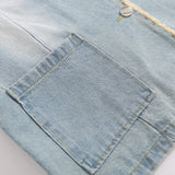 Men Denim Jacket Washed Denim Jacket Men Autumn Stitching Loose Jacket Coat
