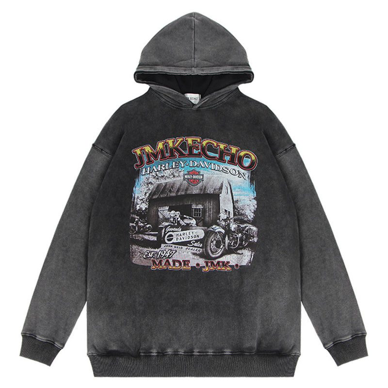 Men Hoodie Washed and Worn Hooded Sweater Loose Ins Autumn and Winter Clothing