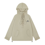 Men Hoodie Drawstring Lace Hooded Sweater Men's Loose Masked Turtleneck Pullover Hoodie Autumn and Winter
