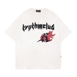 Men T Shirt Vintage Letter Print Street Style Casual Couple Short Sleeve T-shirt