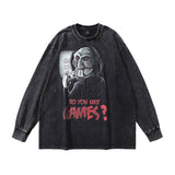 Men Long Sleeve Shirt Printed Vintage Long Sleeve T-shirt Men and Women Washed and Worn