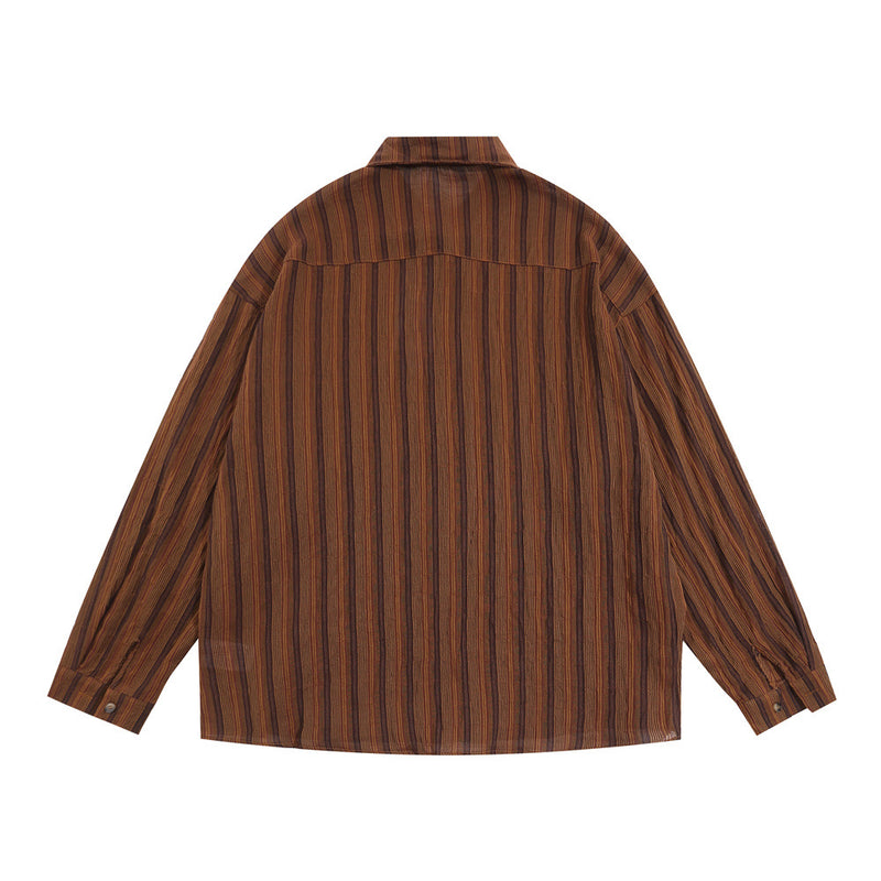 Men Long Sleeved T Shirt Long Sleeve Shirt Men's Loose Spring and Autumn Leisure Shirt Outer Wear Lapel Street