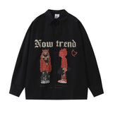 Men Long Sleeved T Shirt Printed Long Sleeve Shirt Men Spring and Autumn Loose Casual Outerwear Coat Shirt