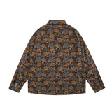 Men Long Sleeved T Shirt Vintage Floral Shirt Men's Ins Casual Long Sleeve Printed Loose Cardigan