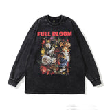 Men Long Sleeve Shirt Vintage Print Head Washed and Worn Long Sleeve T-shirt Autumn Sweater