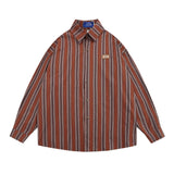 Men Long Sleeved T Shirt Vertical Striped Long Sleeve Shirt Outer Wear Men's Spring and Autumn Loose Casual