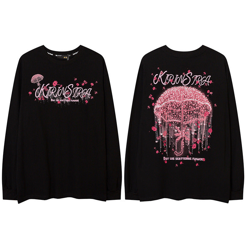 Men Long Sleeve Shirt Personalized Printed Sweater Men's and Women's Ins Loose Long Sleeve T-shirt Couple