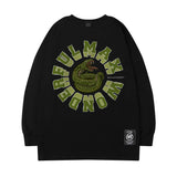 Men Long Sleeve Shirt Cartoon Pattern Printed Long Sleeve T-shirt Men and Women Couple Hip Hop