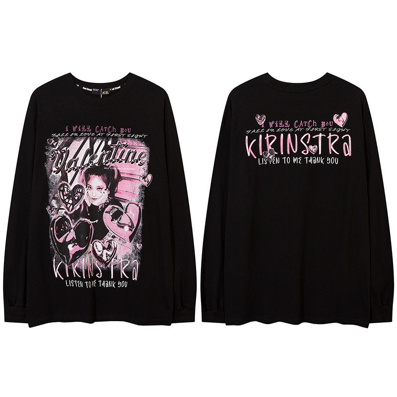 Men Long Sleeve Shirt Loose Long Sleeve T-shirt Men's Ins Sweater