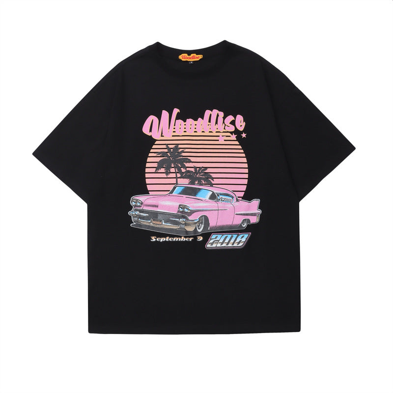 Men T Shirt Short Sleeve Hip Hop Retro Men's and Women's round Neck Loose-Fitting Casual T-shirt