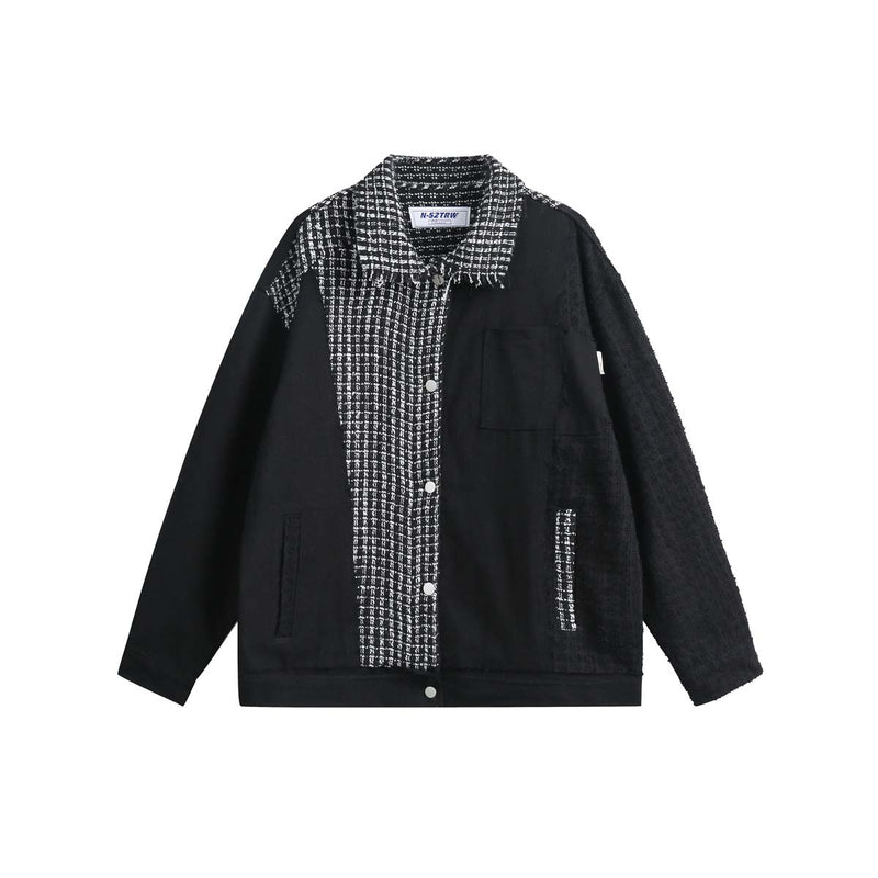 Unisex Jacket Autumn Color Contrast Patchwork Brushed Coat Women's Clothing