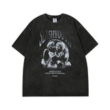 Men T Shirt Vintage Print Short Sleeves T-shirt Men and Women Street Hip Hop