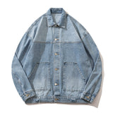 Men Denim Jacket Washed and Worn Denim Jacket Men Vibe Casual Denim Baggy Coat