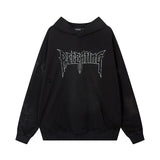 Unisex Vintage Hoodie Embroidery Washed Old