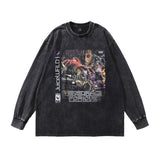 Men Long Sleeve Shirt Printed Washed Long Sleeve Bottoming T-shirt for Men and Women