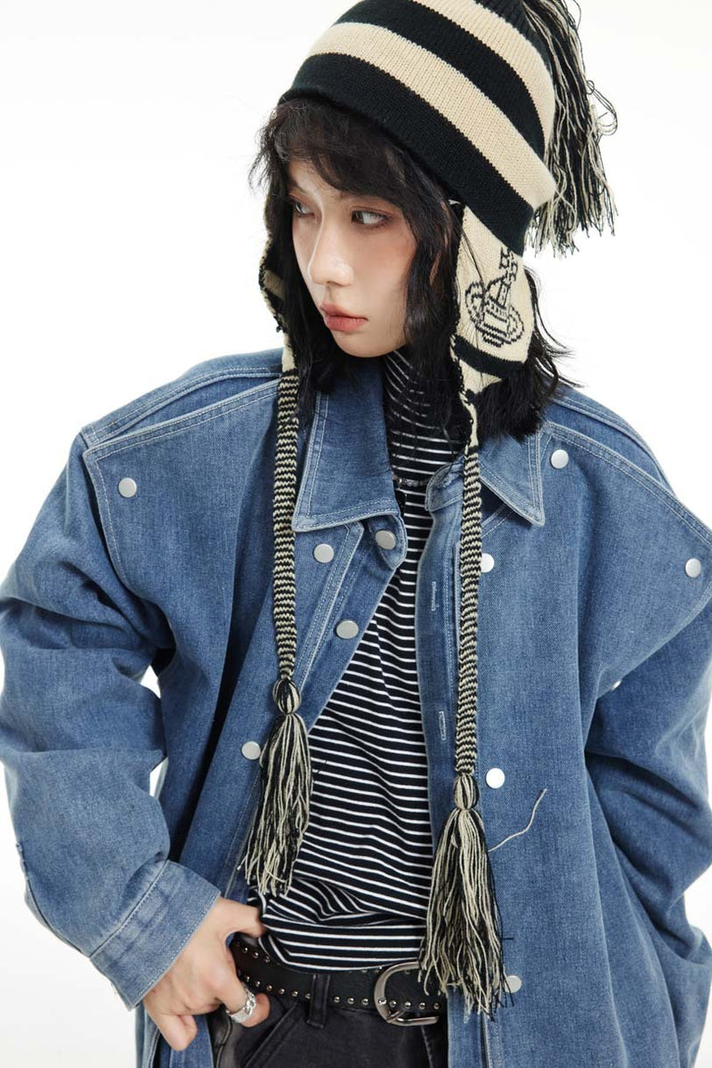 Unisex Jacket Autumn Removable Double Front Piece Denim