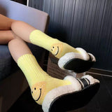 Kapital Sock Pingtian Hehong Wool Thick Needle Smiley Heel Thick Japanese Style Workwear Mixed Color Stripe Socks