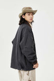 Unisex Jacket Autumn Contrast Color Canvas Coat Women's Clothing