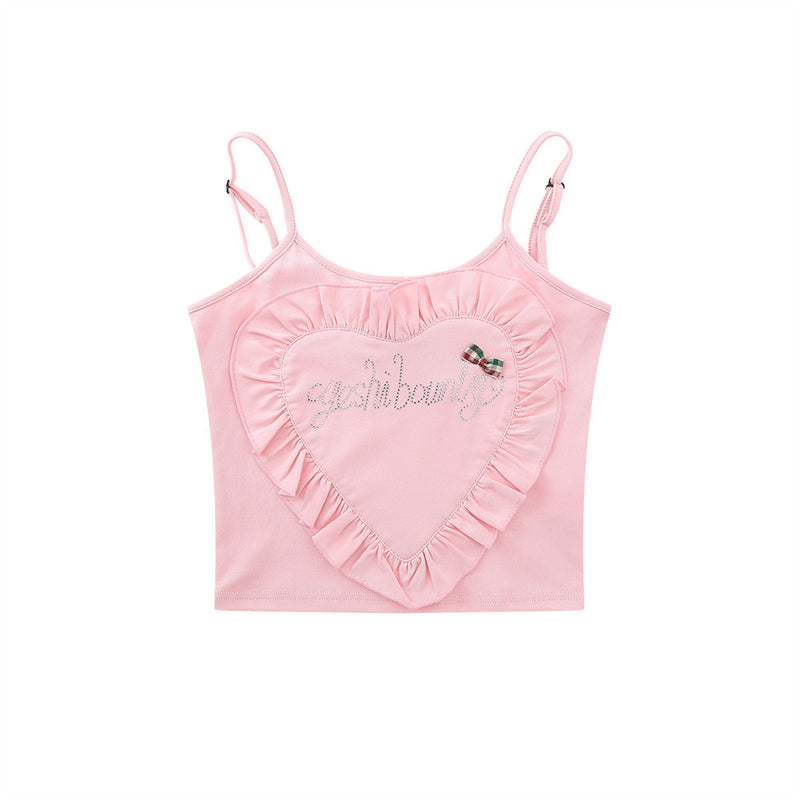 Women Vest Letter Rhinestone Strap Girls Slim Bottoming