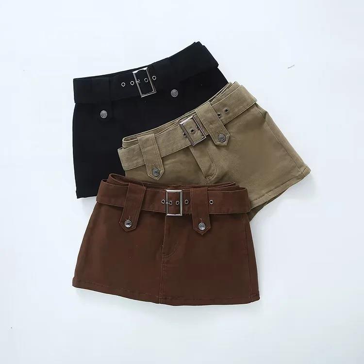Women Skirt Vintage A- line Skirt Ins Denim Super