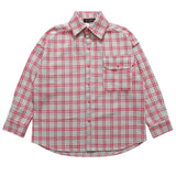 Men Long Sleeved T Shirt Letter Embroidered Street Lapel Long Sleeve Shirt Autumn Loose Fine Plaid Shirt