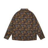 Men Long Sleeved T Shirt Vintage Floral Shirt Men's Ins Casual Long Sleeve Printed Loose Cardigan