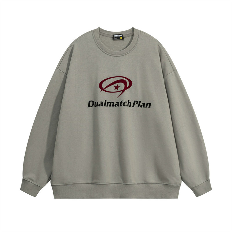 Men Hoodie Letter Printed Crew Neck Sweatshirt Men's Ins Casual All-Matching