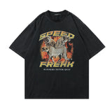 Men T Shirt Short-Sleeved T-shirt Men's and Women's Printed Washed Retro Personality
