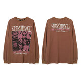 Men Long Sleeve Shirt Hip Hop Portrait Printing Long Sleeve T-shirt Men and Women Loose Couple