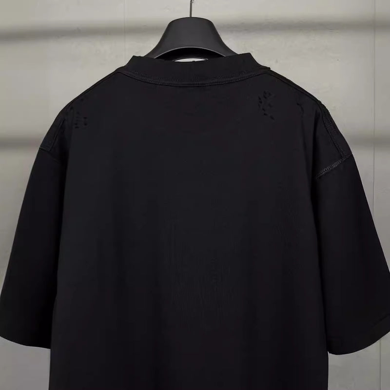 Men T-shirts printed washed and worn short-sleeved T-shirts loose and casual