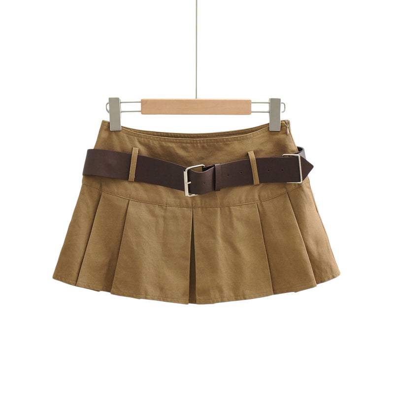 Women Skirt High Waist with Belt Pleated Skirt Tennis Skirt Skirt