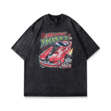 Men T Shirt Vintage Printed Washed and Worn round Neck Short Sleeve T-shirt for Men and Women