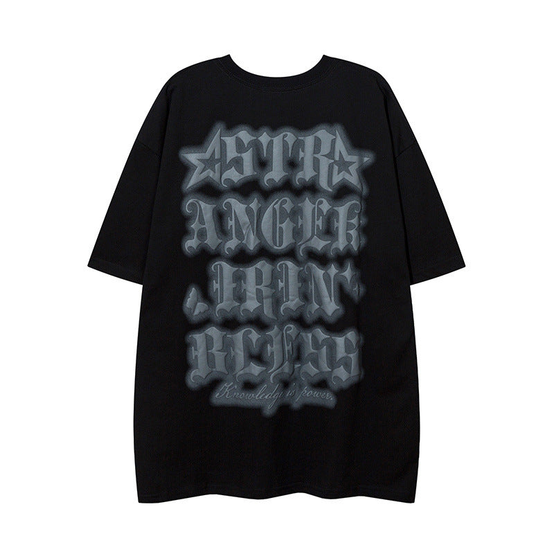 Men T Shirt Vintage Graffiti Bottoming T-shirt Hip Hop Short Sleeve