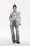 Unisex Jacket Autumn Washed Do the Old Cowboy Jacket Women's Clothing