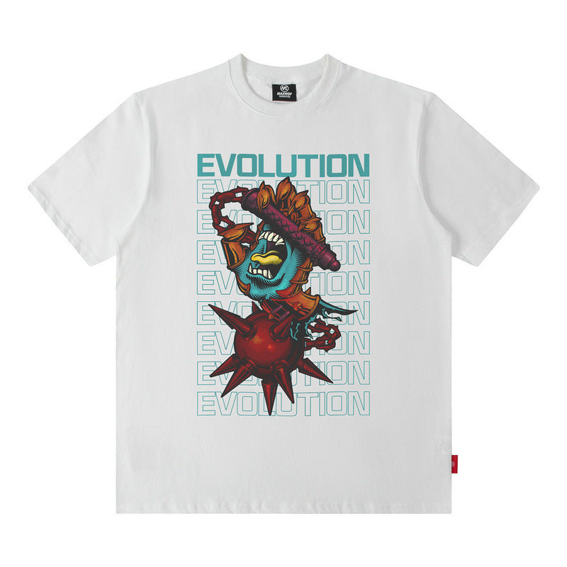 Men T Shirt Printed Short-Sleeved T-shirt Men and Women Street Retro Loose