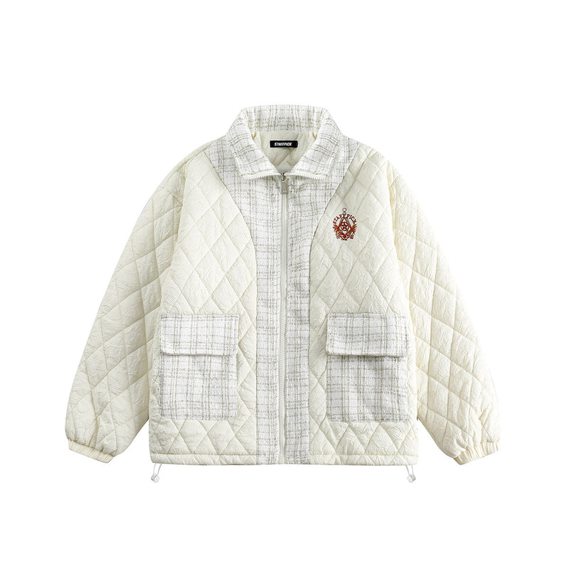 Unisex Jacket Winter Classic Style Patchwork Cotton-Padded Jacket Women