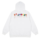 Men Fleece Lined Hoodie High Street Hooded Sweaters Menswear Ins Loose Casual Five-Pointed Star Embroidery