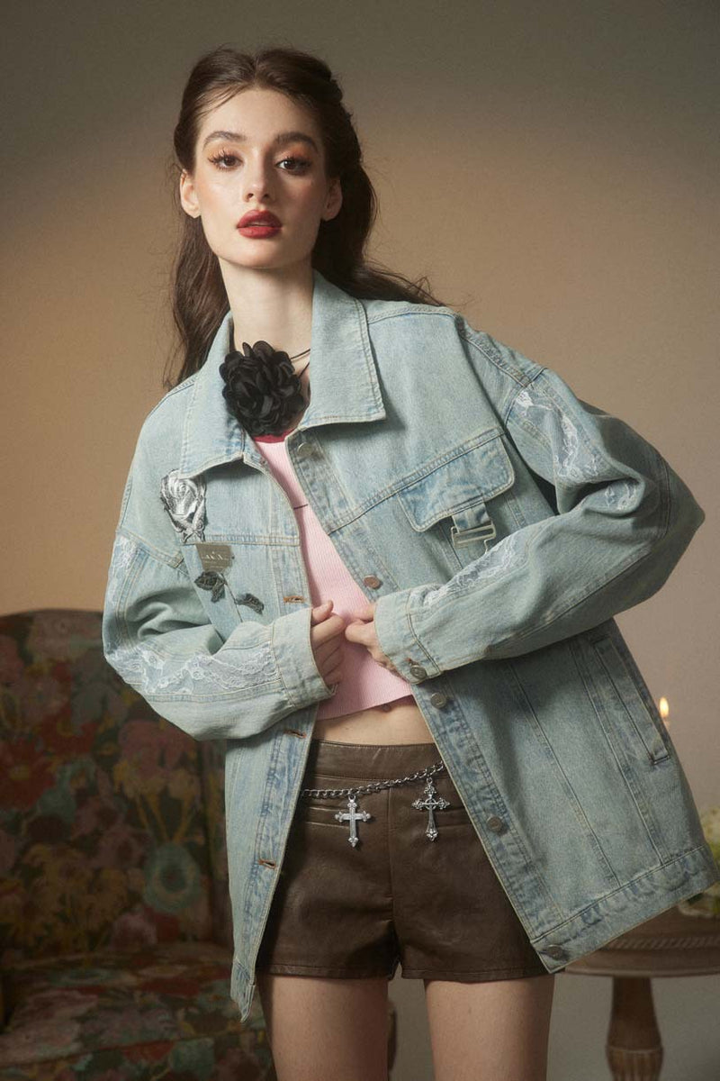 Unisex Jacket Fall Vintage Denim Jacket Women's Clothing