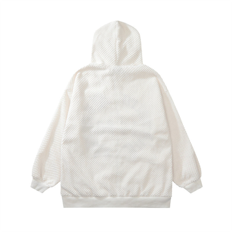 Men Hoodie Embroidered Letters Cardigan Hoodie