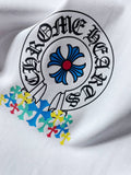 CHH Chrome Hearts T Shirts Classic Big Horseshoe Colored Cross Sanskrit Short Sleeve